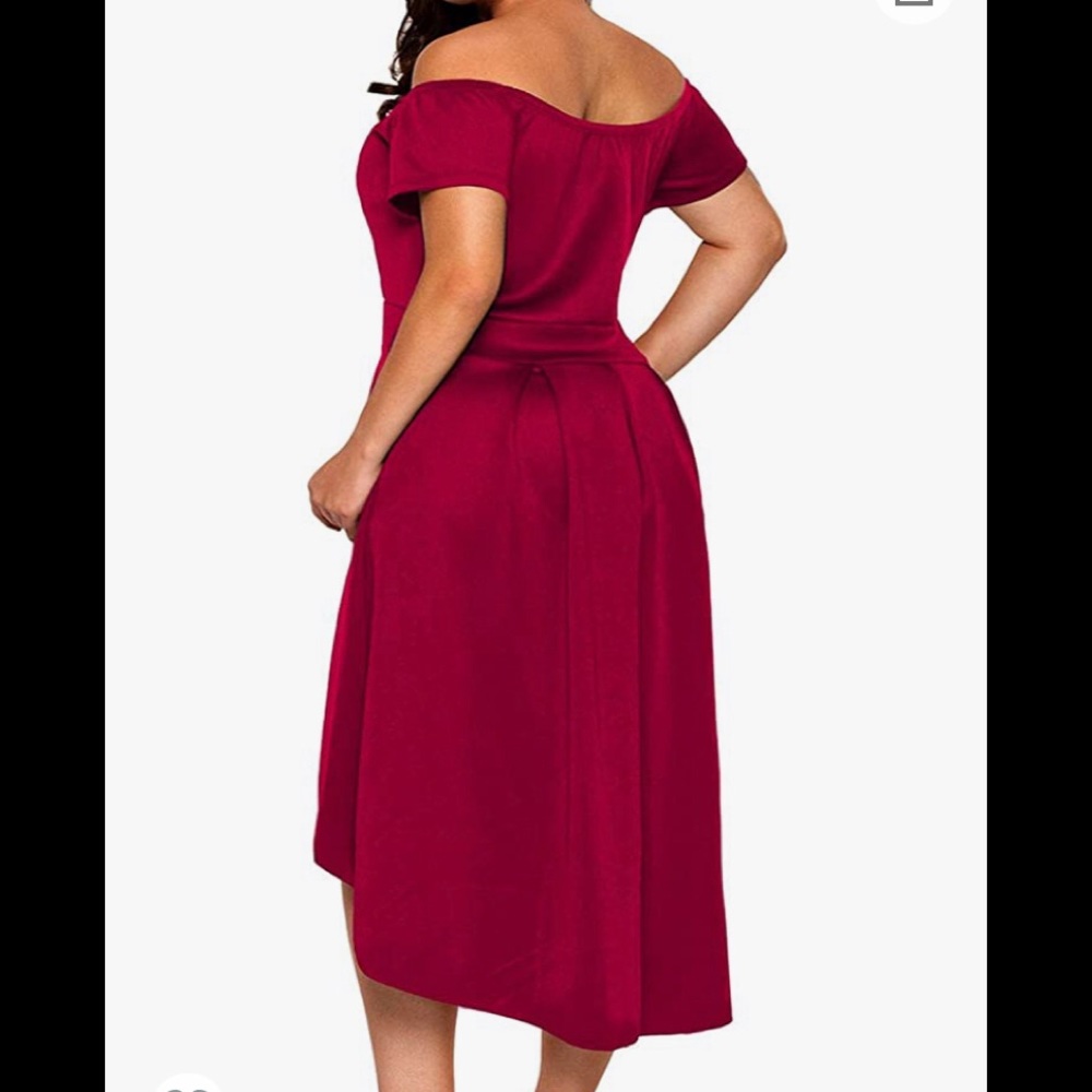 SOLD Burgundy Hi Low Cocktail Dress - Picture 3 of 10